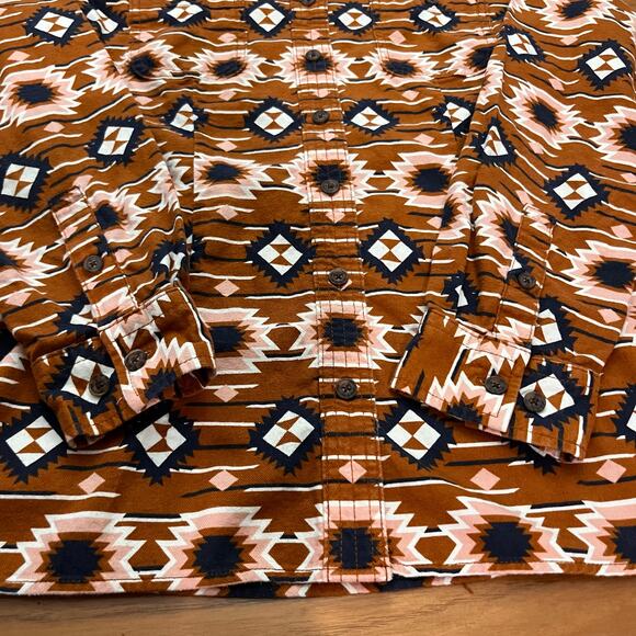 Duluth Trading Shirt Medium Flannel Button Down Cotton Western Southwest Aztec - Picture 6 of 15